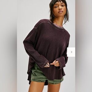 Free People One Blake Thermal Mauve Wine Large